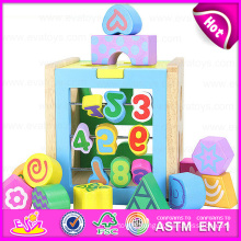Kids Educational Wooden Blocks Shape Color Matching Toys, Children Wooden Matching Block Toy for Learn Numbers W12D030
